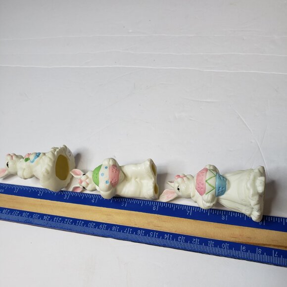 The Cutest Set of 3 White Porcelain Easter Rabbit Figurines 3" Bunny - Picture 6 of 7